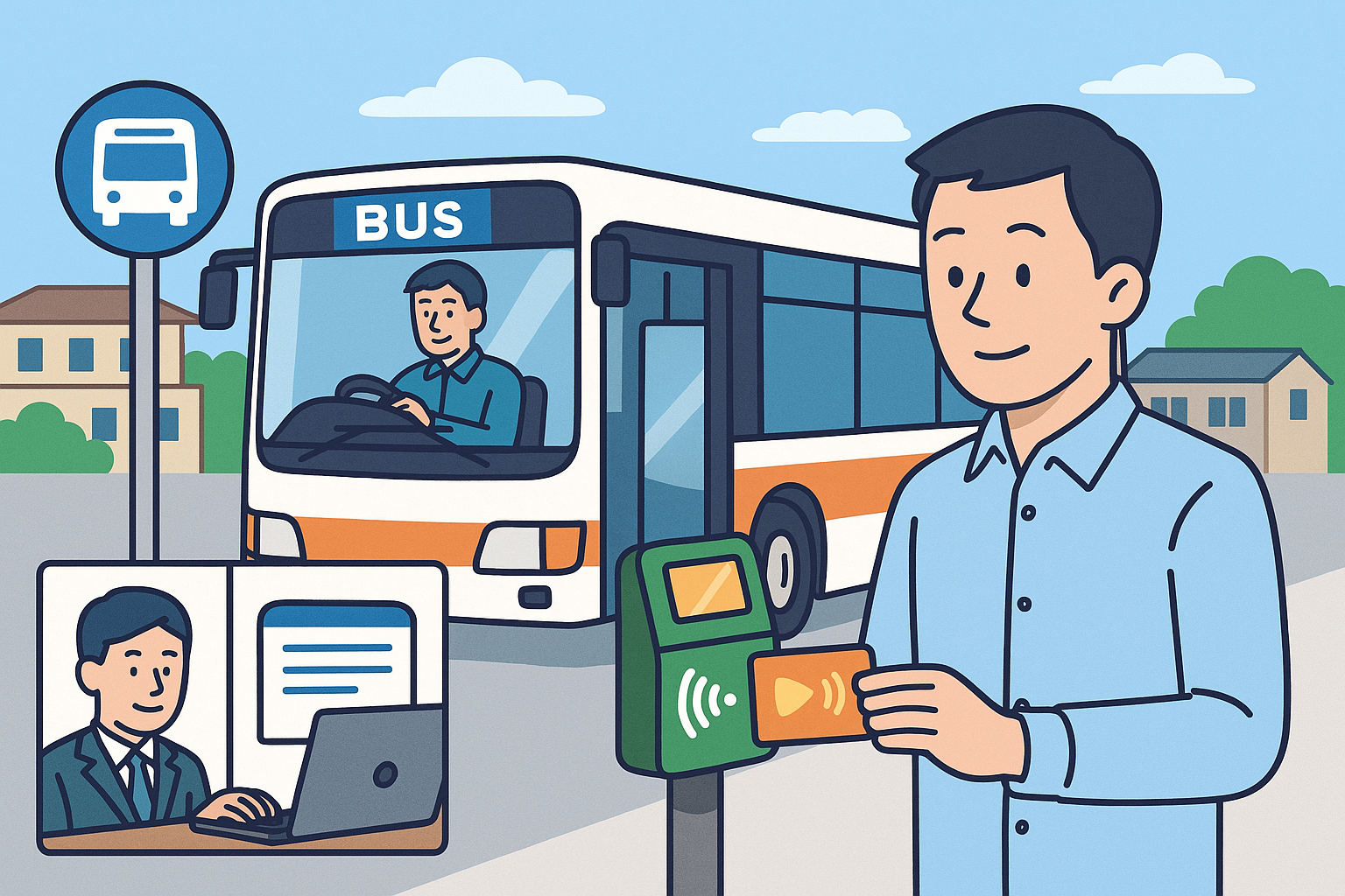 バス会社支援のイラスト